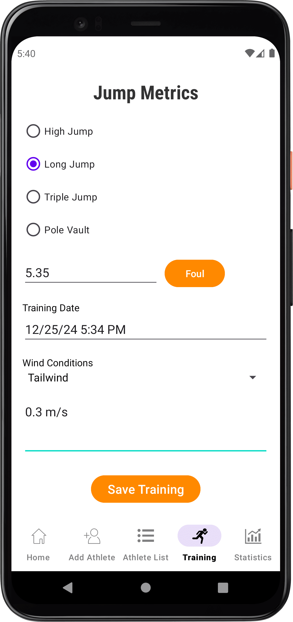 Aplicación saltos de altura