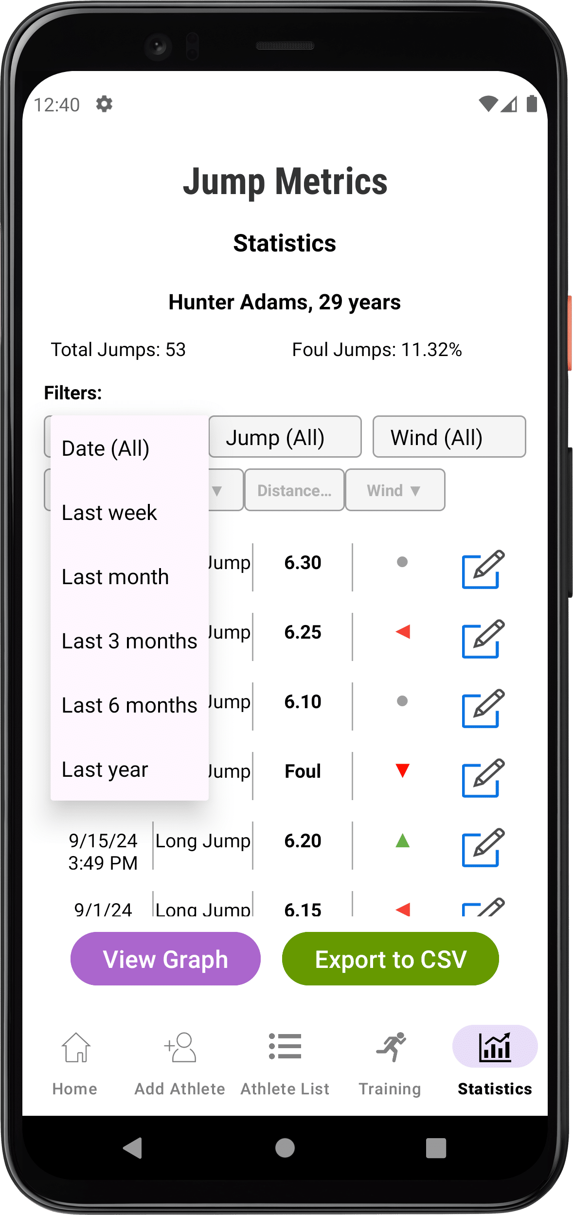 Aplicación saltos de altura