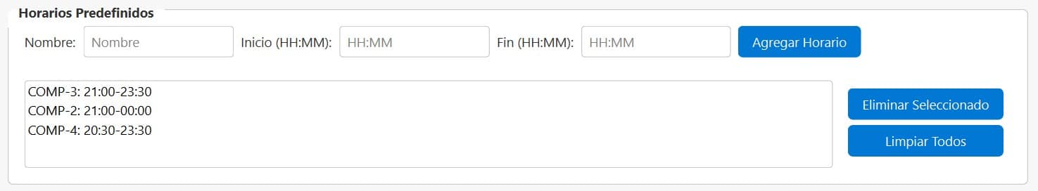 Programa para el control de horarios y picajes